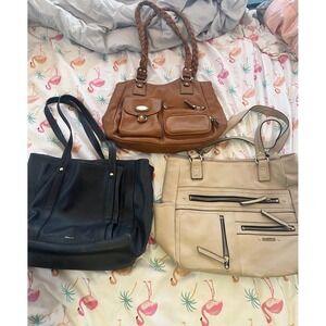 Lot Of 3 Relic & Rosetti Purses Black, Beige, & Brown Purse